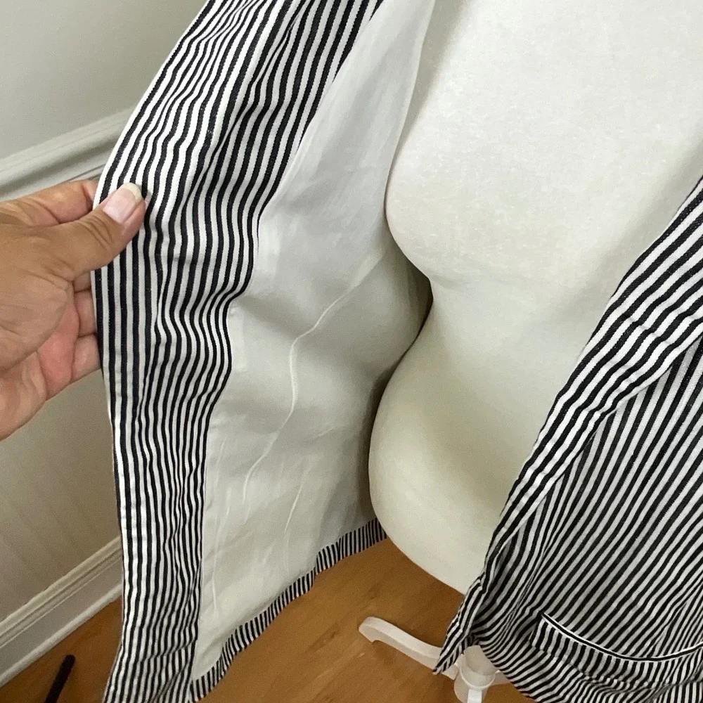 Cupcakes &‎ Cashmere Black White Pinstripe Blazer Jacket Buttonless Women Size S